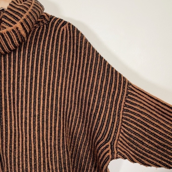 Zara Striped Earth Tone Turtle Neck Wool  Blend Sweater.  Beautiful chunky knit - Picture 5 of 14